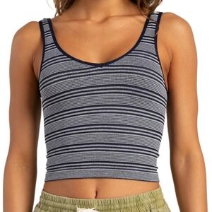 Tilly's Striped Seamless Navy Blue Tank Top